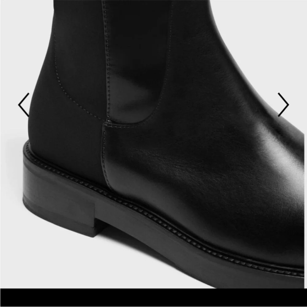 Theory Boots Knee-High Pull-On in Black Leather
